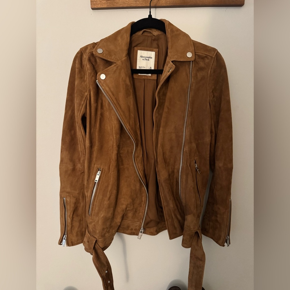 NWOT Abercrombie & Fitch GENUINE Brown Suede Jacket - Picture 3 of 10
